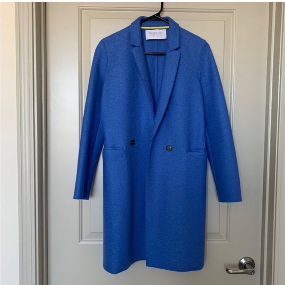 Harris Wharf London Wool Coat Bright Blue Peacoat Italy size 48 IT